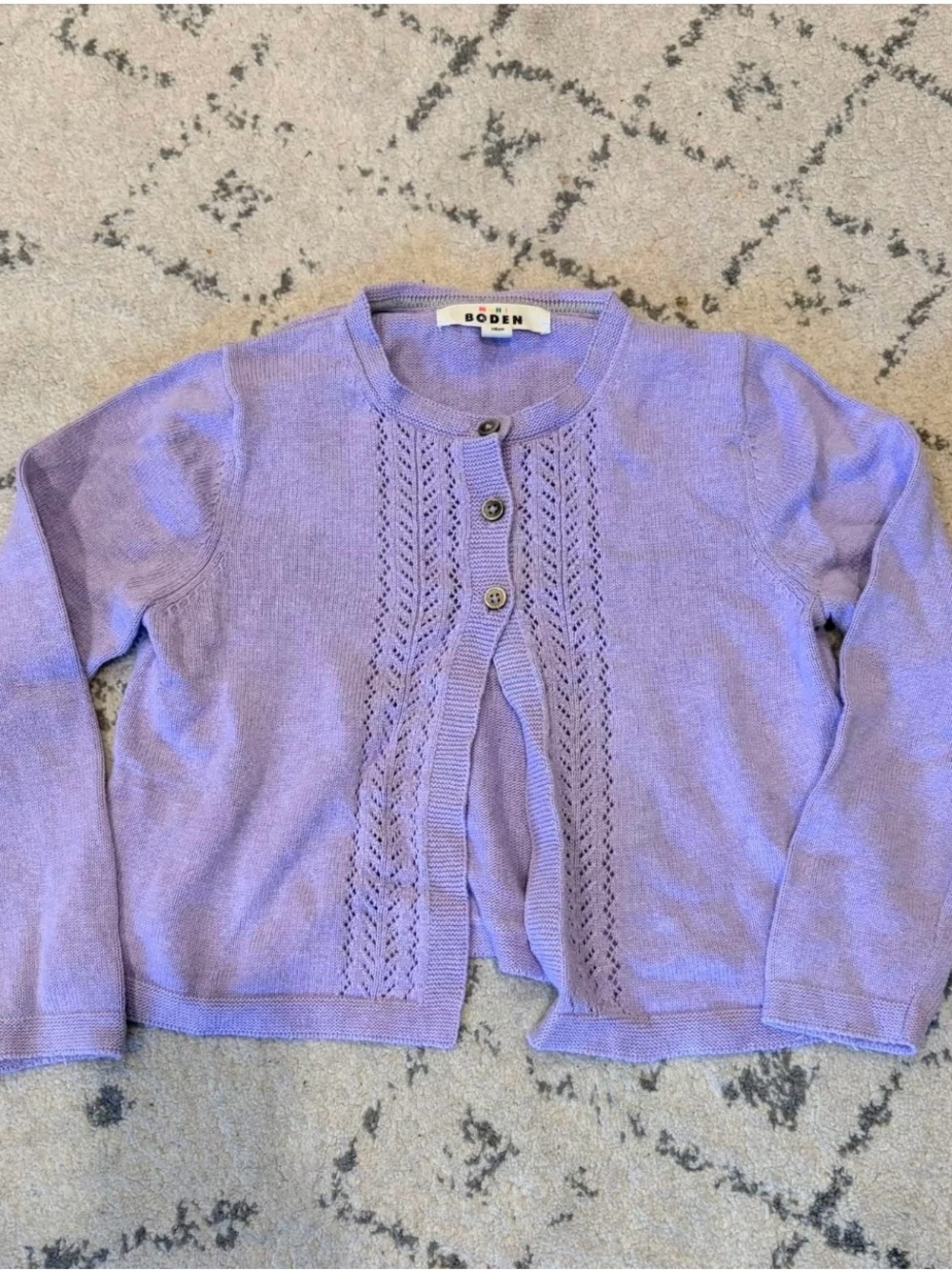 Mini Boden size 5/6 Lavender Button Front Cardigan